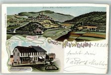 61276 W6395 Neuweilnau 1901 Lithographie Hotel zur schönen Aussicht Bahnpost Homburg-Usingen
