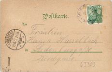 63303 W6072 Dreieichenhain 1901 Gebrauchsspuren Lithographie Pension zur Krone Pavillon Burgruine Trachtenmädchen