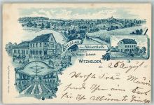42799 W5653 Witzhelden 1902 Lithographie Vorläufer Druck um 1890 Gasthaus Kaiserhalle Festsaal Schule