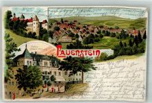 01778 O8246 Lauenstein 1901 Lithographie Hotel Stadt Teplitz Burg
