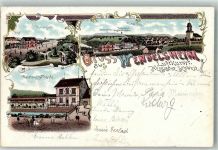 55234 W6509 Wendelsheim , Rheinhess 1899 Lithographie Gasthaus zur Traube Post