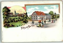 04654 O7233 Frohburg Gebrauchsspuren Lithographie Gasthaus zur grünen Aue