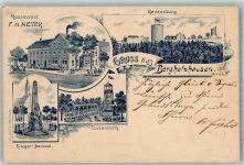 33829 W4807 Borgholzhausen 1898 Lithographie Vorläufer Druck um 1890 Gasthaus Meyer Ravensburg Kriegerdenkmal Luisenturm
