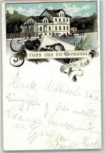 35457 W6304 Lollar 1897 Lithographie Gasthaus Germania Staufenberg