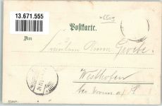 55288 W6509 Spiesheim 1899 Lithographie Gasthaus zum Pfälzer Hof Wohnhaus Mann Schule