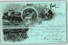34346 W3510 Münden 1899 Lithographie Hotel Tivoli Speisesaal Terrasse Garten