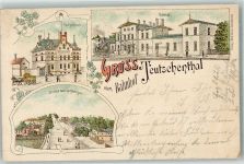 06179 O4112 Teutschenthal 1898 Lithographie Bahnhof Postgebäude