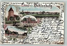 21368 W2121 Dahlenburg 1899 Lithographie Windmühle Kirche Markt Schule
