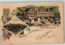 38835 O3601 Suderode 1901 Lithographie Hotel Michaelis
