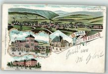 54516 W5560 Wittlich 1903 Gebrauchsspuren Lithographie Hotel zur Traube Seminar Rathaus Bahnpost Metz