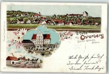 89296 W7919 Osterberg b Illertissen 1901 Lithographie Schlosshof Dorfstrasse