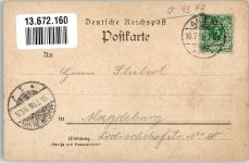 06385 O4372 Aken 1899 Lithographie E-Werk Hafen- und Lagerhaus Aktiengesellschaft Bismarckeiche Postamt