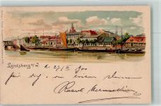 Landsberg a.d. Warthe Gorzów Wlkp. 1900 Lithographie Hafen Warthe
