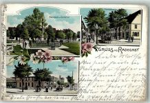 06369 O4375 Radegast b Köthen, Anh 1904 Lithographie Marktplatz Denkmal Franzstrasse Bahnhof Bahnpost Cöthen -Zörbig Zug 3