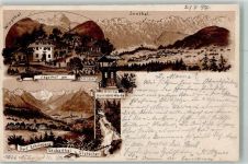 6020 Schönberg im Stubaital 1897 Lithographie Vorläufer Gasthaus Jägerhof am Schönberg