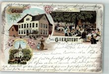 99100 O5101 Gierstädt 1900 Lithographie Gasthaus zum Goldenen Lamm Gartenwirtschaft