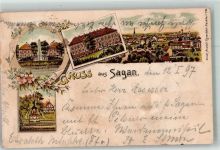 Sagan Zagan 1897 Lithographie Schloss Denkmal