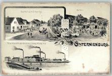 06386 O4374 Osternienburg Lithographie Deutsche Solvay-Werke Gasthaus zum Erbprinz Gartenwirtschaft