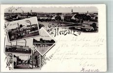 Neusalz a.d. Oder Nowa Sól 1898 Lithographie Fabrik Alte Hütte Zwirn- Fabrik Oderbrücke Bahnhofstrasse