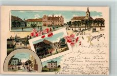 Kuttenplan Chodová Planá 1898 Lithographie Brauerei Gasthaus Gräfliches Schloss Kirchenplatz