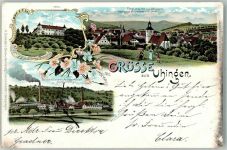 73066 W7336 Uhingen Lithographie Schloss Filseck Bleicherei & Färberei Stuttgart-Uhingen