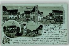 72297 W7291 Göttelfingen , Kr Freudenstadt 1910 Lithographie Dorfstrasse Kirche Eutingerstrasse Schulstrasse