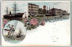 Pula Pola 1897 Lithographie Segelschiff Wagner Hafen