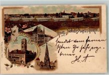 Thorn Torun 1897 Lithographie Schießstand Kaserne Rathaus Kriegerdenkmal Arthushof