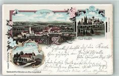 4283 Bad Zell Lithographie Schloss Zellhof Burg Ruine Trandegg