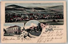 Zdar nad Sázavou Saar 1916 Lithographie Schloss Volksschule
