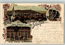 38835 O3601 Suderode Lithographie Hotel Kurhaus Villa Graun