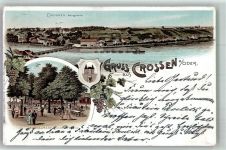 Crossen a.d. Oder Krosno Odrzanskie 1898 Lithographie Gasthaus Wilhlemshöhe