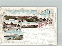 1110 Wien 11. Bezirk, Simmering Lithographie Kaiser Ebersdorf Kirche Kaserne Donau-Brücke