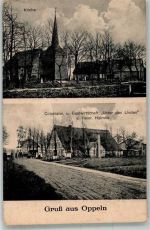 Oppeln Opole Foto AK Kirche Gasthaus und Kolonial Handlung Unter den Linden