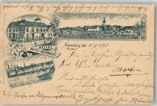 79395 W7844 Neuenburg am Rhein 1898 Lithographie Vorläufer Druck um 1890 Hotel Witz-Schmidt Rhein