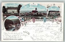 4972 Gaisbach 1898 Lithographie Schloss Haus Bahnhof Kirche Aisttal