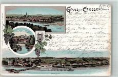 Crossen a.d. Oder Krosno Odrzanskie 1898 Lithographie Blick nach dem Silberberg Oderbrücke