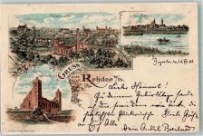 Rehden Radzyn Chelminski 1901 Gebrauchsspuren Burg Ruine d. Ordensburg Lithographie