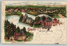 99192 O5101 Ingersleben 1908 Lithographie Villa Wagner Gasthaus Felsenkeller Gartenwirtschaft
