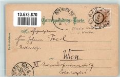 Misto Platz 1899 Gebrauchsspuren Engel Postamt Rathaus Holzfässerei Schloss Lithographie