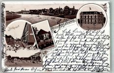 Johannisburg Pisz Gebrauchsspuren Postamt Brückenzoll Kirche Denkmal Lithographie Vorläufer