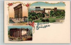 Baalbek Lithographie Denkmal Tempel de Jupiter Acropole