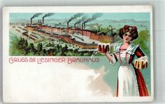 1230 Wien 23. Bezirk, Liesing Lithographie Brauerei Liesinger Tracht Frau