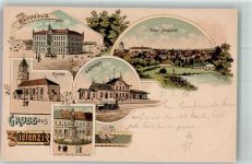 Zielenzig Sulecin 1898 Lithographie Rathaus Kirche Bahnhof Denkmal Kaiser Wilhelm Bahnpost Zug -Posen 297