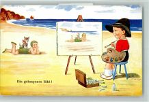 Strandleben- Staffelei - Kinderporträt im Badeanzug Wills, J.