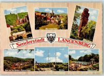 42549 W5620 Langenberg , Rheinl - Evangel. Kirche Bismrckturm Sender Blick von der Klippe Schwimmbad
