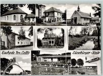29348 W3106 Eschede Gebrauchsspuren Rückseite mit Abschürfungen und Kleberesten Ev. Kirche Gemeinde-Haus Kath. Kirche Schule Landhaus Schelploh Partie an der Aschau Freibad im Brunshagen