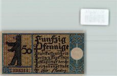 10115 O1020 Prenzlauer Berg Notgeldschein 50 Pfennig Notgeld Berliner Bär Mühlenberg Windmühlen