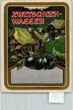 Zwetschgen Wasser Flaschenetikett Lithographie