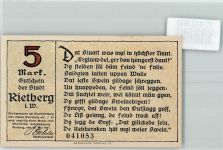 33397 W4835 Rietberg - Notgeld Kanone
